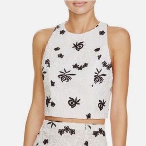 Alice + Olivia White and Black Lace Tank Top